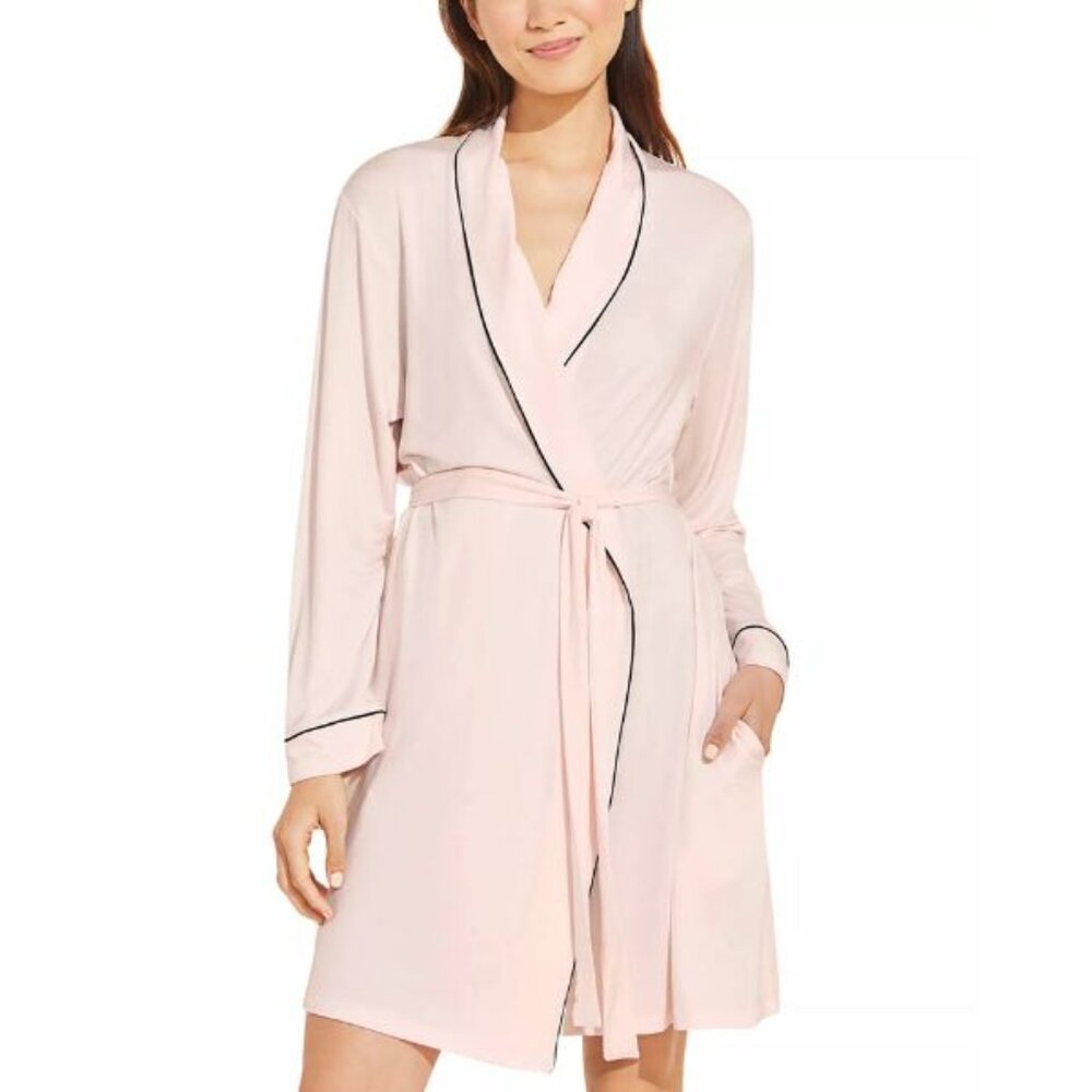 Eberjey Gisele Tuxedo Robe Size S Pink Modal